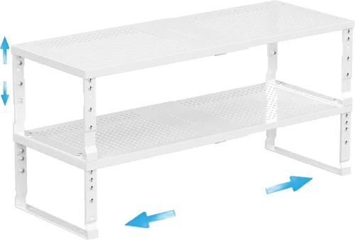 Miniatura 10 de Estante de especias expandible para armario de cocina, estantes de almacenamiento apilables, estantes ajustables para mostrador para armarios, Negro