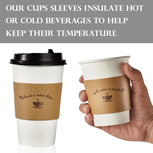 Miniatura 3 de LITOPAK Paquete de 200 fundas de papel kraft para tazas de café, fundas de café, soporte desechable corrugado para bebidas calientes