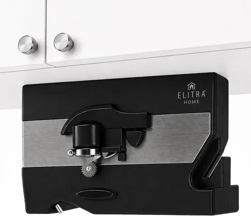Elitra Home - Abrelatas eléctrico 3 en 1 para debajo del gabinete, color negro