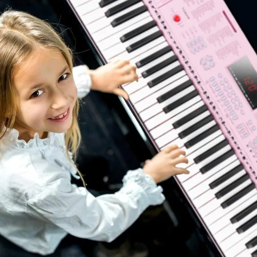 Miniatura 9 de Teclado de Piano Vangoa VGK610, Teclado de Música Portátil de 61 Teclas Mini para Principiantes con Micrófono, 3 Modos de Enseñanza, 350 Tonos, 350