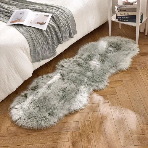 Miniatura 7 de MIULEE Alfombra de Piel de Oveja Sintética de 3 x 5 Pies, Alfombras de Área Mullidas de Lujo - Alfombra Decorativa Shag Súper Suave para Dormitorio