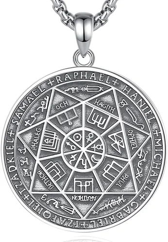 Miniatura 229 de EUDORA Collar de plata de ley 925, San Cristóbal y San Benito, San Miguel, Virgen María, San Judas Tadeo, Cruz de Buen Pastor y Arcángel, Medalla