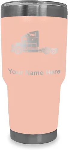 Miniatura 12 de LaserGram Taza aislada al vacío de 20 onzas, cabina de camión, grabado personalizado incluido (negro)