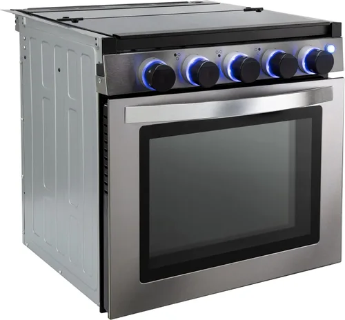 Miniatura 9 de Estufa RecPro RV de acabado negro Estufa de gas de 21" de altura Tres quemadores de 6500 y 8000 BTU Horno de 7100 BTU con capacidad de 1.8