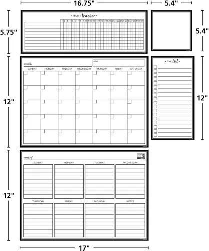 Miniatura 3 de Juego de calendario magnético de borrado en seco en blanco y negro