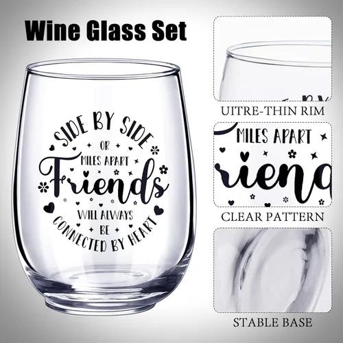 Miniatura 3 de Irenare Juego de 4 copas de vino de 15 onzas, regalos de amistad para mujeres, amigas, copas de vino sin tallo para cumpleaños, regalo galentino