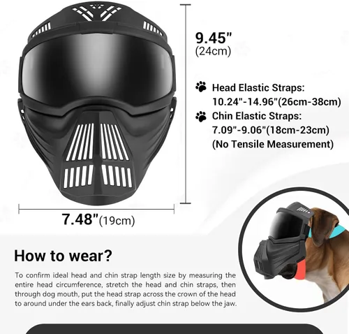 Miniatura 4 de Gafas de sol para perros de razas grandes, antirayos UV para protección facial completa, máscara para mascotas con agujeros transpirables