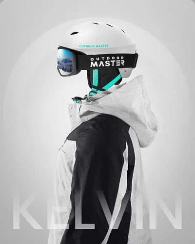 Miniatura 6 de OutdoorMaster Kelvin - Casco de esquí y snowboard para hombres, mujeres y jóvenes Blanco+Verde azulado