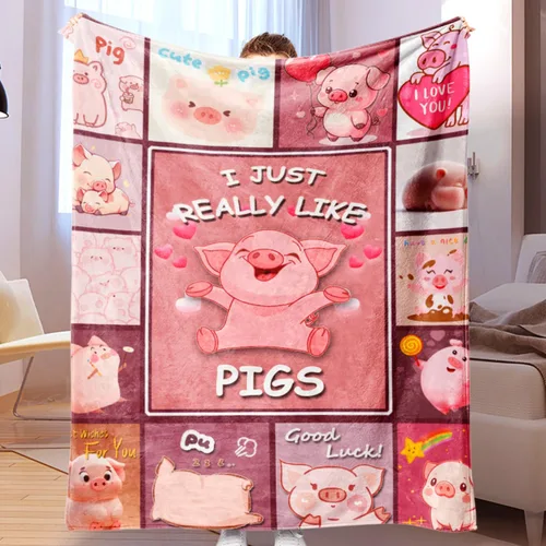 Miniatura 9 de Manta de cerdo, cerdito rosa para niñas, mantas de animales de peluche para niños y adultos, cerdos en una manta, regalos para amantes
