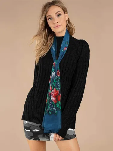 Miniatura 3 de Ligeras mascadas de moda GERINLY con estampados de flores, mascada de algodón para mujer.