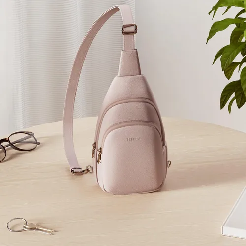 Miniatura 148 de Telena Riñonera pequeña para mujer, de cuero, cangureras, bolsa de pecho para mujer