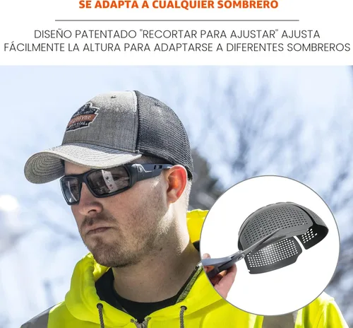 Miniatura 6 de Inserto universal de tapa de parachoques Ergodyne Skullerz 8945F(x) con ventilación extra, se ajusta a cualquier gorra de béisbol, carbón