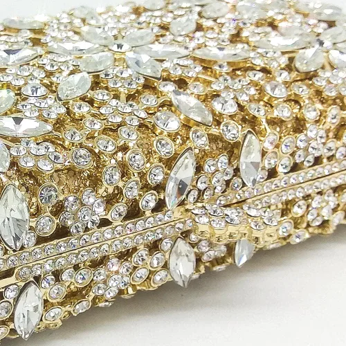 Miniatura 6 de Bolsos de noche con diseño de copo de nieve para mujer para boda boda novia con cristales