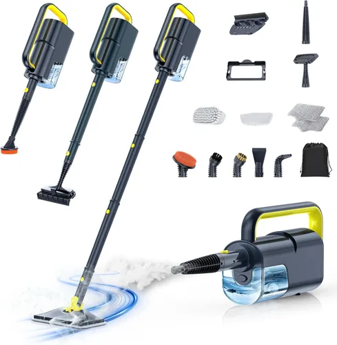 LABIGO Trapeador de vapor 10 en 1 con vaporizador de mano desmontable, tanque de 350ml, calentamiento en 10s, vaporizador de 248°F, control de 2
