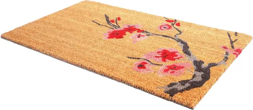 Miniatura 94 de Fab Habitat Felpudo extra grueso, tejido a mano, duradero, fibra de coco natural, entrada, puerta delantera, porche, patio, pájaros en rama, gris