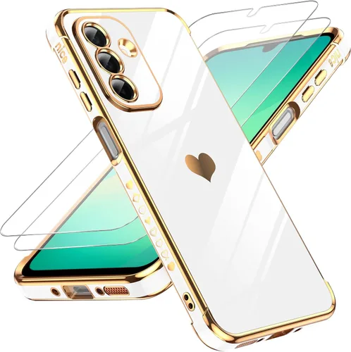 Miniatura 12 de LeYi for Moto G 5G 2025 Case: with Tempered Glass Screen Protector [2 Pcs]+ Full Camera Lens Protection,Love Heart Plating Cute Luxury Soft TPU