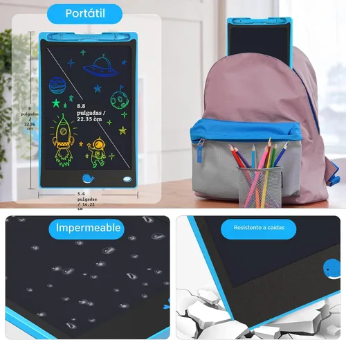 Miniatura 6 de Hockvill: Tableta de escritura LCD para niños de 8.8 pulgadas, juguetes para niñas y niños, pizarra para dibujar para niños de 3, 4, 5, 6, 7 años