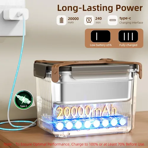 Miniatura 2 de Fiambrera eléctrica inalámbrica para adultos, lonchera calentada con batería de 20000 mAh con calentamiento automático, calentador de alimentos