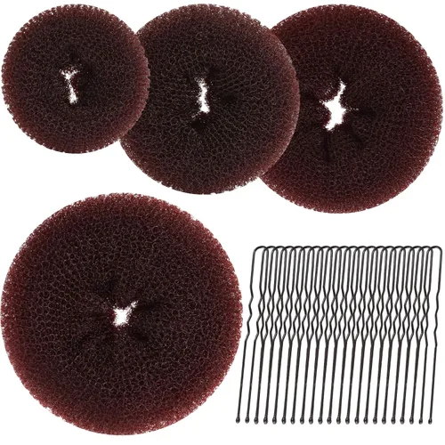 Miniatura 10 de Teenitor Creador de Moños de Cabello para Niñas - Donas para el Cabello, Moño de Ballet en 4 Tamaños, Marrón Claro D-Marrón claro