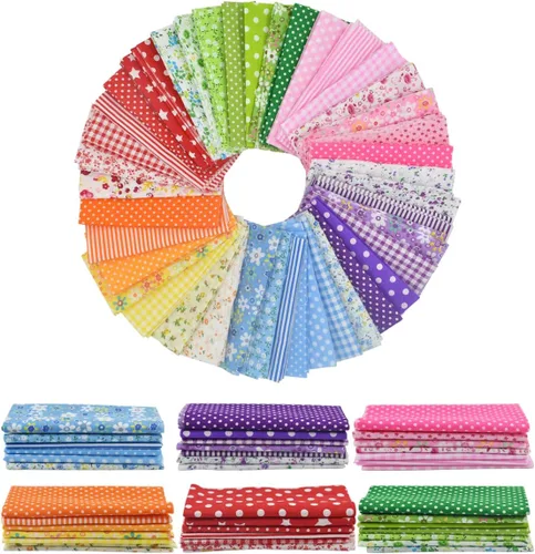 Paquete de 42 piezas de tela de algodón con estampado de 9.8 x 9.8 pulgadas, diseño multicolor precortado, estampado floral, para acolchar, retazos,