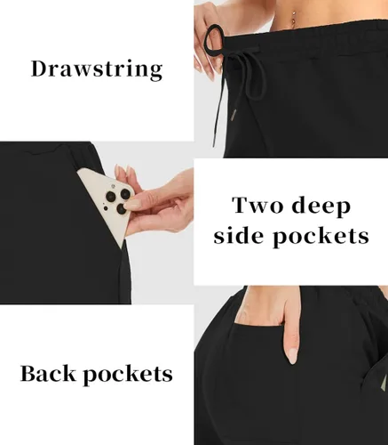 Miniatura 4 de TARSE Bermudas para mujer, de algodón, holgadas, con bolsillos, longitud a la rodilla, para yoga, uso casual, caminar, hacer ejercicio