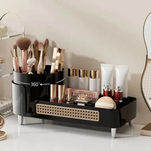 Miniatura 14 de Organizador de maquillaje giratorio, Estuche de exhibición de cosméticos de gran capacidad, fácil de guardar todos tus productos de maquillaje, al