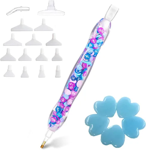 Miniatura 15 de Kit de herramientas y accesorios de pintura de arte de diamante con bolígrafo de cuentas perforadas para adultos, puntas de lápiz estilo perforador