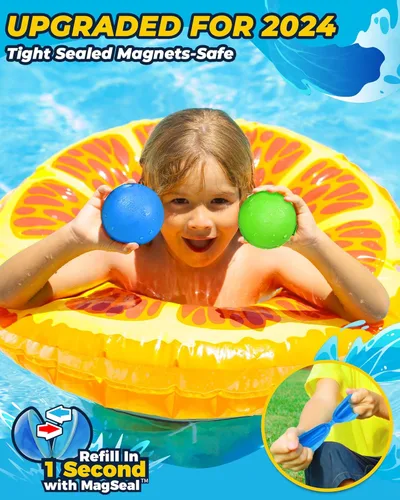 Miniatura 4 de Globos de agua reutilizables: paquete de 16 bolas de agua recargables, autosellantes, de llenado rápido, juguetes de agua de silicona sin látex