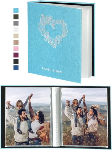 Miniatura 8 de Artmag Álbum de fotos pequeño de 4 x 6 pulgadas, 52 fotos, 2 paquetes, cubierta de lino, cada paquete tiene capacidad para 52 fotos, carga superior