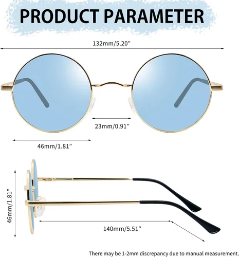 Miniatura 4 de Joopin Lentes de sol redondos pequeños retro, redondos, hippie, polarizados, protección UV400, pantallas de metal para hombres y mujeres