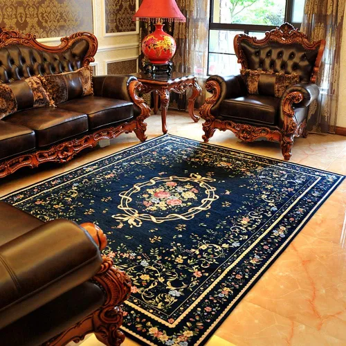 Miniatura 73 de Ukeler - Alfombra rústica con diseño floral para sala, dormitorio, comedor, Country rústico, Azul (luxury blue)