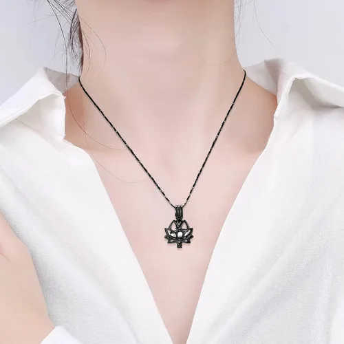 Miniatura 6 de Imrsanl Joyería de cremación para cenizas – Collar con colgante de cenizas de flor de loto con mini urna de recuerdo, joyería conmemorativa