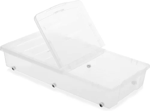 Citylife 57 QT Cajas de Almacenamiento de Plástico Debajo de la Cama con Tapas de Doble Apertura Transparentes Contenedores de Almacenamiento Debajo