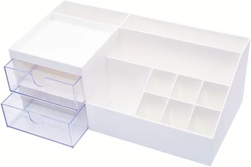 Granvela Organizador de escritorio multifuncional | Caja de almacenamiento de mesita de noche con cajones para el hogar, la oficina y la escuela |