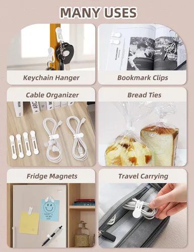 Miniatura 6 de Kanemc Paquete de 8 lazos giratorios magnéticos, atadura de cable magnética de silicona reutilizable para USB, auriculares, cargador, cables