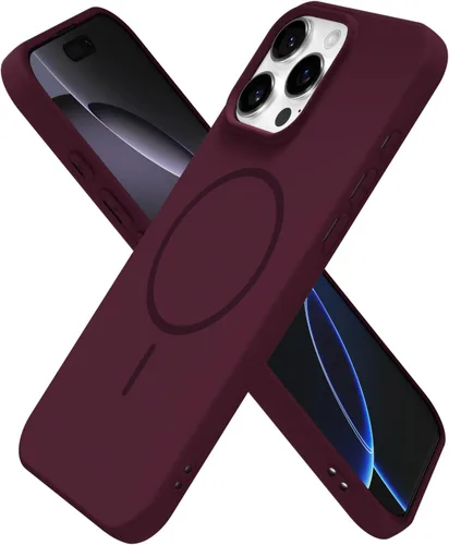 Miniatura 100 de oakxco Funda de silicona Mag Safe para iPhone 17 Pro Max, funda magnética delgada y fina compatible con carga inalámbrica MagSafe, bonita funda Negro