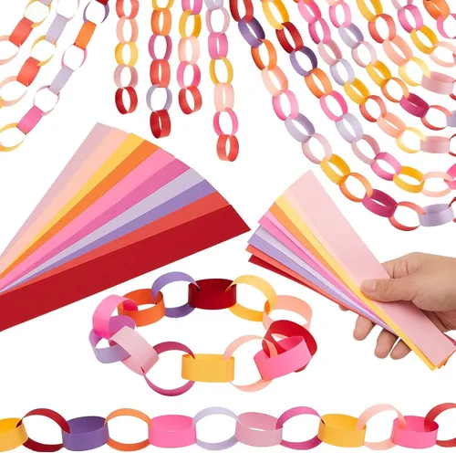 Miniatura 7 de Nezyo 240 hojas de tiras de cadena de papel, tiras de papel brillantes de aproximadamente 46 pies de longitud total, 1 x 8 pulgadas con 1 rollo