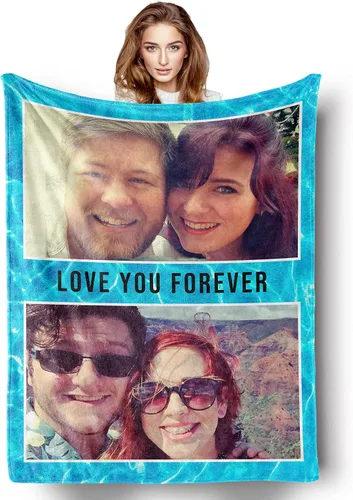 Mantas personalizadas con fotos, manta personalizada de collage de fotos, suave, con mis propias fotos, regalos personalizados para Navidad, 2 Fotos