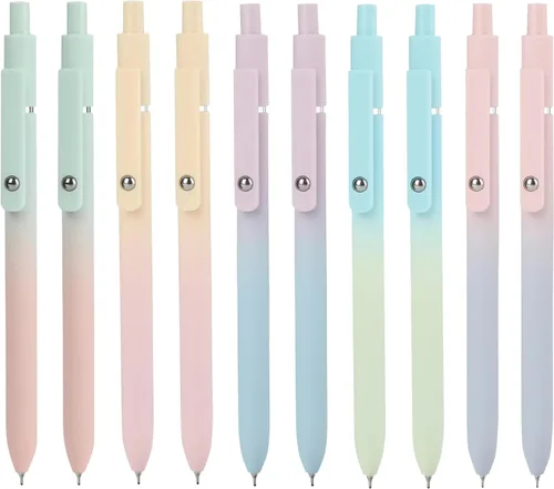 Ddaowanx Bolígrafos de Gel, 10 Piezas 0.7mm Bolígrafos de Tinta Negra de Secado Rápido de Punta Fina con Escritura Suave, Lindos Artículos de