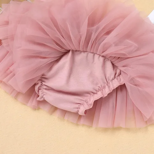 Miniatura 5 de Conjunto de ropa brillante para recién nacidas para niñas recién nacidas, mameluco de princesa + falda tutú + diadema de flores para sesión de fotos