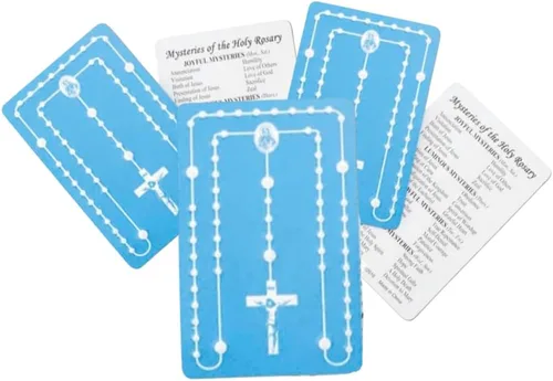 Miniatura 4 de Westmon Works Mysteries of the Rosary - Paquete de 5 tarjetas de oración a granel laminadas en relieve de bolsillo o cartera católica, paquete