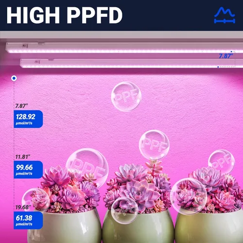 Miniatura 3 de Barrina Luces de cultivo T5 para plantas de interior, espectro completo, 4 pies 160 W (8 x 20 W), tira de luz LED de cultivo para inicio de Rosa