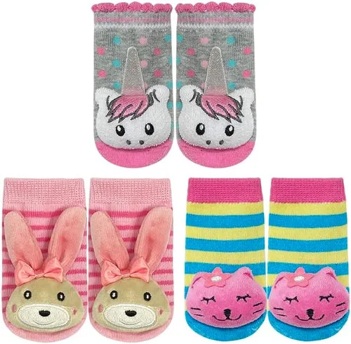 Miniatura 5 de PUPPET Calcetines sonajeros para bebé, botines de algodón, juego de regalo, Multicolor, 6 meses