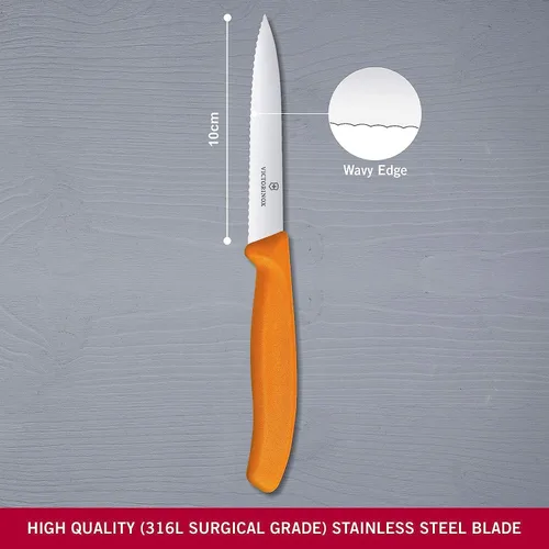 Miniatura 2 de Victorinox 6.7736.L9 Swiss Classic - Cuchillo de pelar para cortar y preparar frutas y verduras, hoja serrada en naranja, 3.9 pulgadas