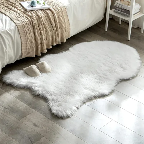 Miniatura 12 de MIULEE Alfombra de Piel de Oveja Sintética de 3 x 5 Pies, Alfombras de Área Mullidas de Lujo - Alfombra Decorativa Shag Súper Suave para Dormitorio