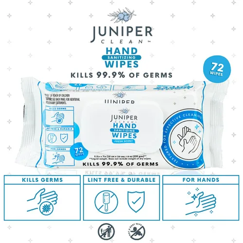 Miniatura 2 de Juniper CLEAN Toallitas desinfectantes para manos, 432 unidades de flujo suave (paquete de 6)