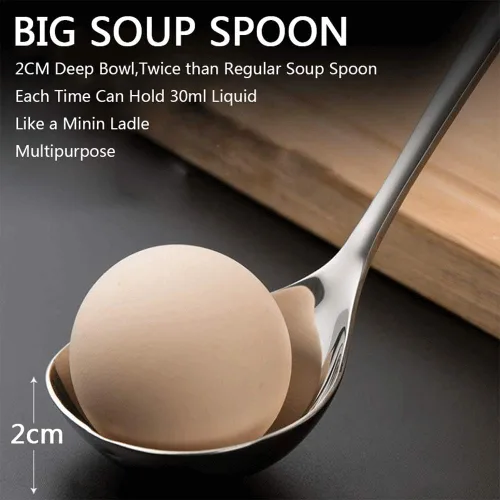 Miniatura 3 de Cuchara de sopa profunda de acero inoxidable 18/8, 6.7 pulgadas (4 empaquetadas)