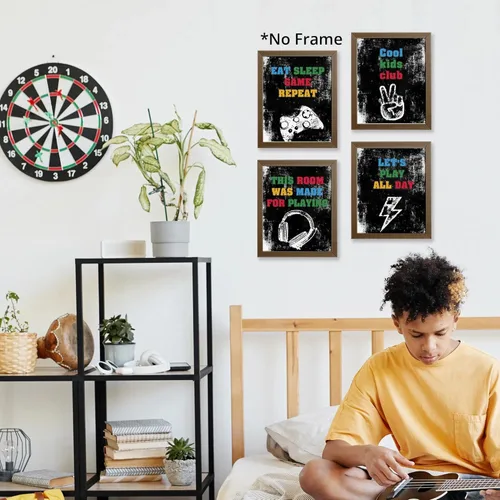Miniatura 5 de AEHIE Kids Boys Gaming Room Wall Art Poster Prints for Teen Boys Bedroom Playroom Game Room Decor, Cool Kids Club Eat Sleep Game Repeat Decorations