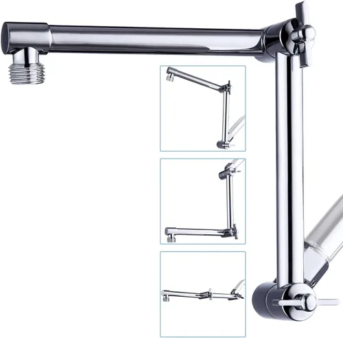 Miniatura 17 de G-Promise Brazo de extensión para cabezal de ducha de 16 pulgadas, extensor ajustable en altura y ángulo de latón macizo, eleva o baja la lluvia