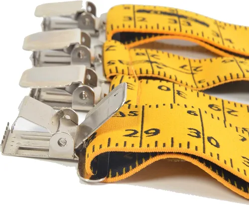 Miniatura 6 de AISENIN Tape Measure Suspenders for Men 2 Wide X-Back Work Suspenders Elastic Adjustable